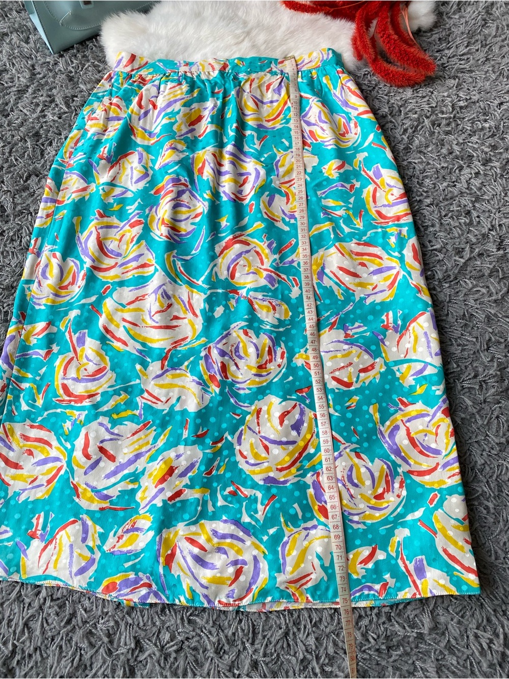 Vintage Raul Blanco Silk Abstract Pattern Midi Skirt - Picture 7 of 7